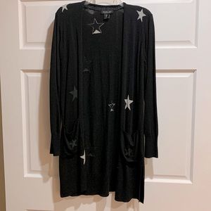 Black Cardigan With Grey and Green Stars